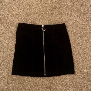 Forever 21 black zip up velvet skirt
